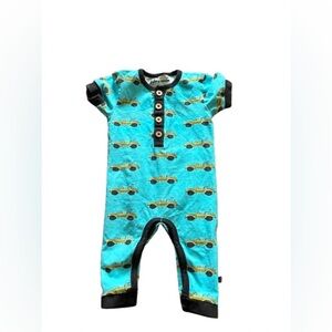 🚗 Lola & Taylor Organic Car Romper — 6–12M